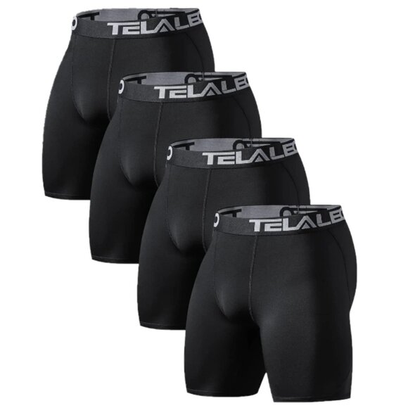 TELALEO 4 Pack Compression Shorts Performance Base Layer Underwear (S) Like New - Picture 1 of 14